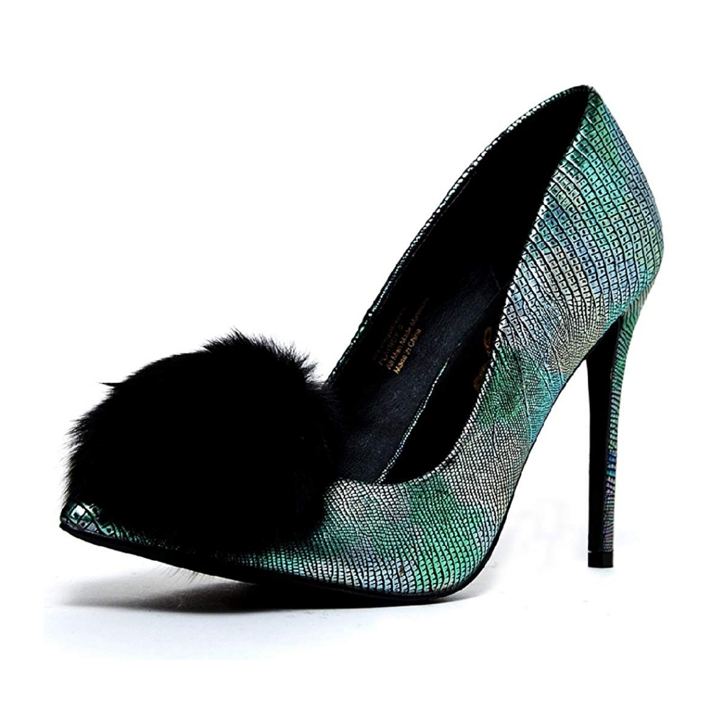 Privileged Green and Black Stiletto Heels
